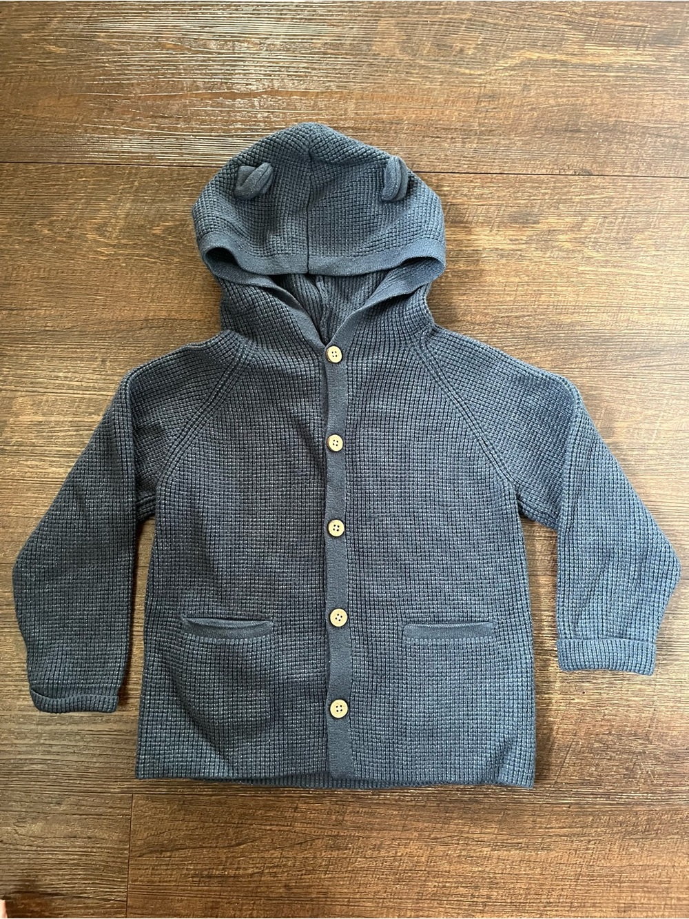 Zara Kids Hooded Knit Cardigan - Slate blue